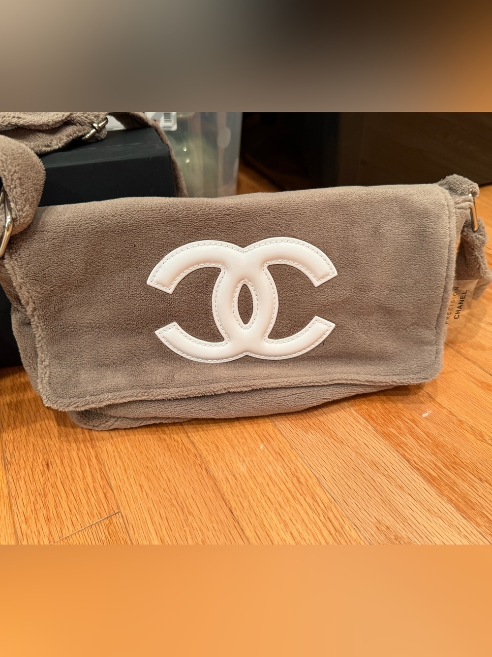NEW CHANEL Beige Suede Phone Case with White CC Logo GWP